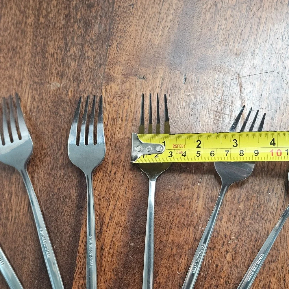 7Pcs Forks Stainless Steel Long Handle Fork Tableware Dinnerware for Eating 8